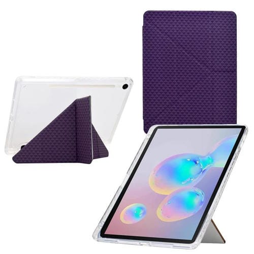Funda de cuero inteligente con textura piramidal plegable en Y para Samsung Galaxy Tab S10 FE/S9 (morado)