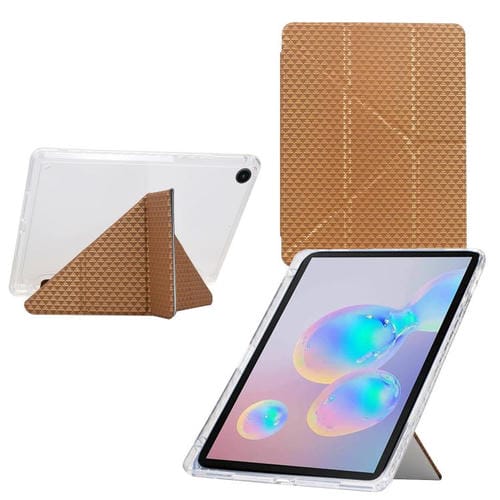 Funda de cuero inteligente con textura piramidal plegable en Y para Samsung Galaxy Tab A9+ (dorada)