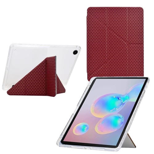 Funda de cuero inteligente con textura piramidal plegable en Y para Samsung Galaxy Tab A9+ (roja)