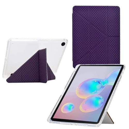 Funda de cuero inteligente con textura piramidal plegable en Y para Samsung Galaxy Tab A9+ (morado)