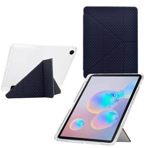 Funda de cuero inteligente con textura piramidal plegable en Y para Samsung Galaxy Tab A9+ (negra)
