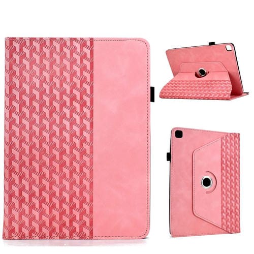 Funda de cuero inteligente con diseño de bloques de construcción giratorios y relieve para Samsung Galaxy Tab S6 Lite 2024 (rosa)