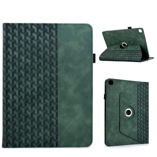 Funda de cuero inteligente con relieve y bloques de construcción giratorios para Samsung Galaxy Tab S6 Lite 2024 (verde)