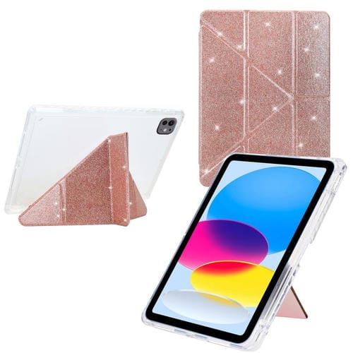 Funda plegable en Y de acrílico transparente con purpurina para iPad Air 13 (2024/2025/Pro 12.9) (oro rosa)