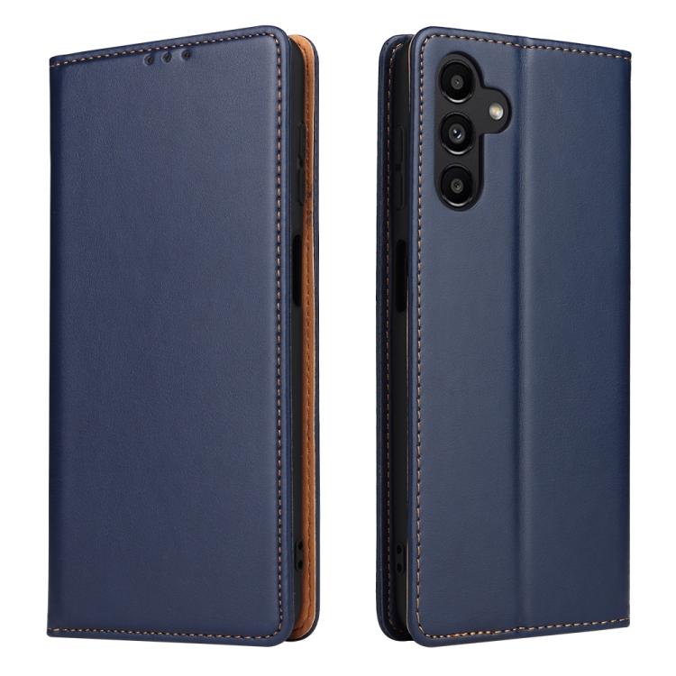 Funda de piel sintética con textura de Fierre Shann para Samsung Galaxy A56 5G (azul)
