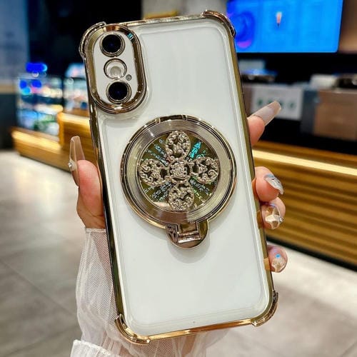 Funda con soporte giratorio para iPhone XS/X (dorada)