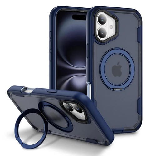 Funda protectora MagSafe para iPhone 16 (azul + azul transparente)