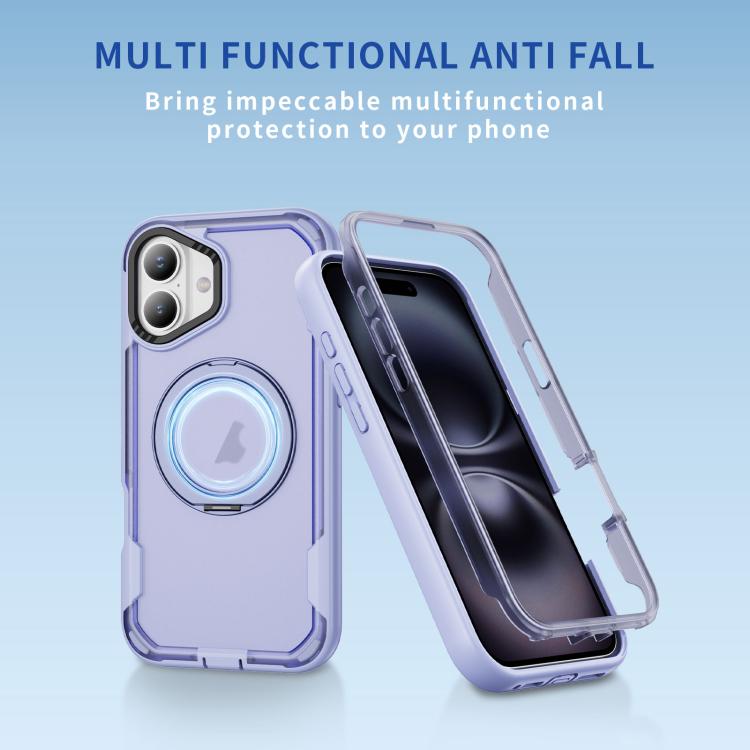 Funda protectora MagSafe para iPhone 16 Plus (morado claro y morado transparente)