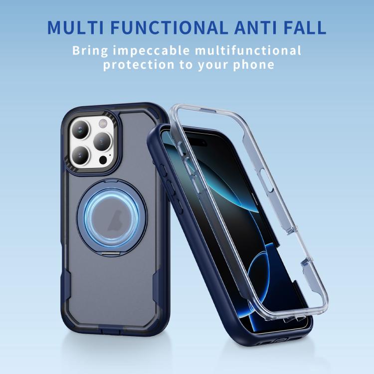 Funda protectora MagSafe para iPhone 16 Pro Max (azul + azul transparente)