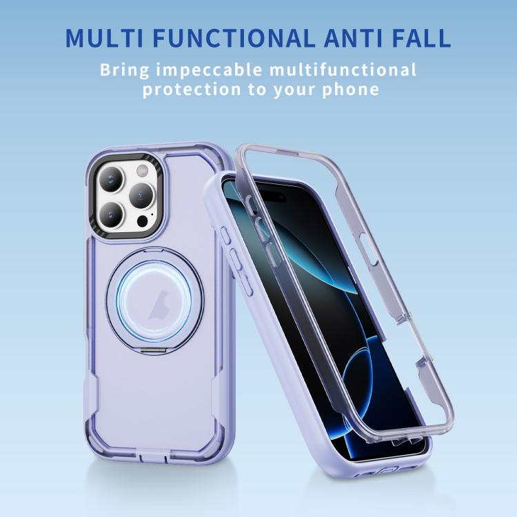 Funda protectora MagSafe para iPhone 16 Pro Max (morado claro y morado transparente)