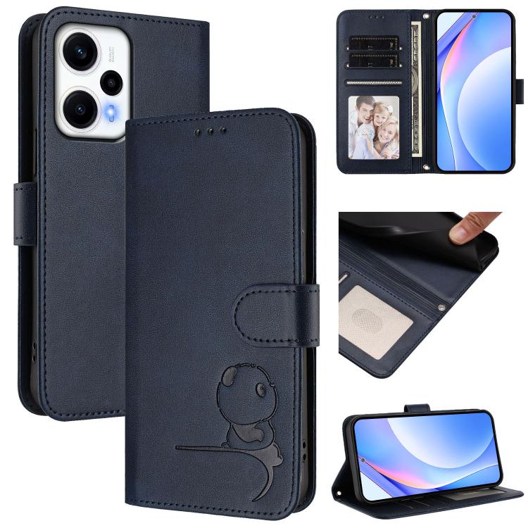 Funda de cuero con relieve RFID y cordón para Redmi Note 12 Turbo y Xiaomi Poco F5 (azul)