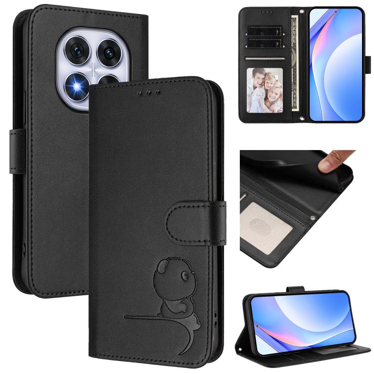 Funda de cuero con relieve RFID y cordón para Redmi Note 14 Pro 5G / 14 Pro+ 5G (negro)