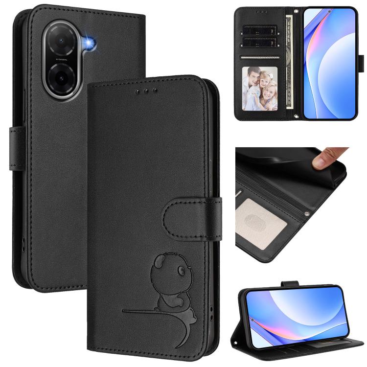 Funda de cuero con relieve RFID y cordón para Redmi A5 4G (173,3 mm, color negro)