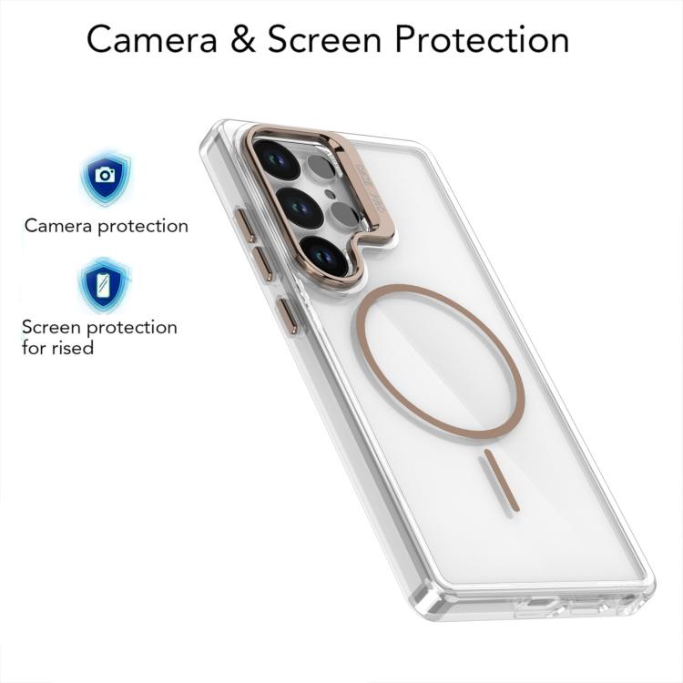 Funda para Samsung Galaxy S24 Ultra 5G con marco de lente MagSafe transparente y brillante (negro)