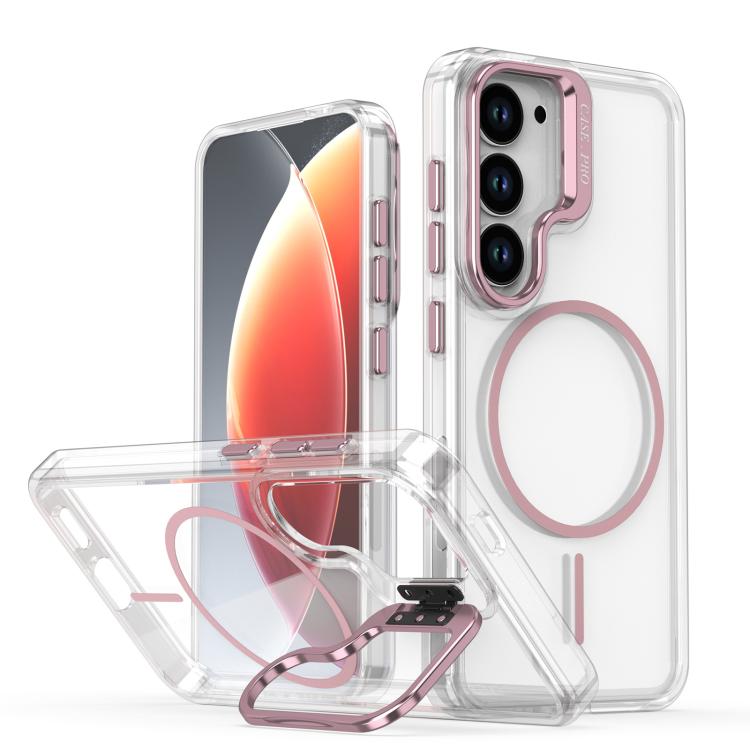 Funda para Samsung Galaxy S23+ 5G, color brillante, transparente, con marco de lente MagSafe (rosa)
