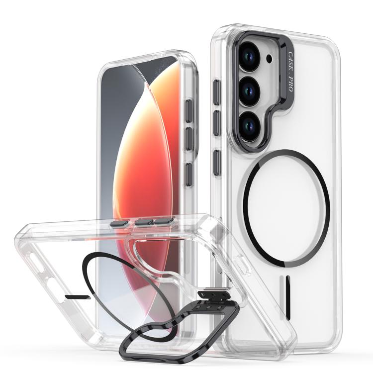 Funda para Samsung Galaxy S23+ 5G con marco de lente MagSafe transparente y brillante (negro)