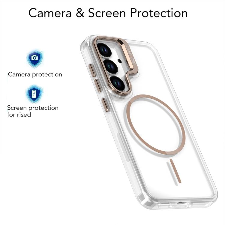 Funda para Samsung Galaxy S23+ 5G con marco de lente MagSafe transparente y brillante (negro)