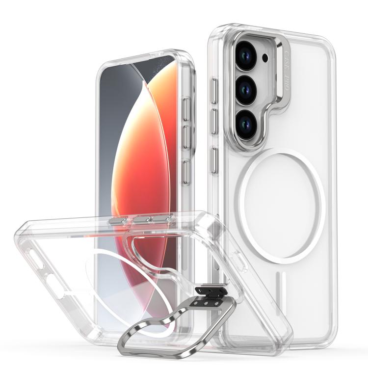 Funda para Samsung Galaxy S23+ 5G con marco de lente MagSafe transparente y brillante (blanco)
