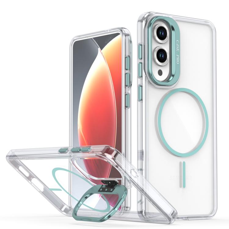 Funda para Samsung Galaxy S25 Edge 5G con marco de lente MagSafe transparente y brillante (azul)