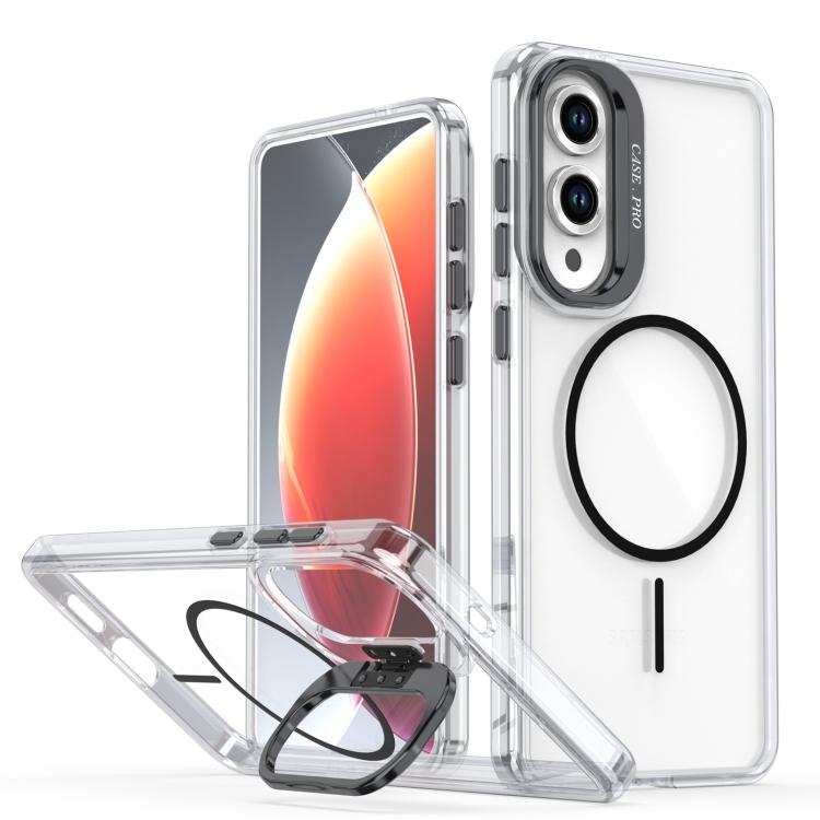 Funda para Samsung Galaxy S25 Edge 5G con marco de lente MagSafe transparente y brillante (negro)