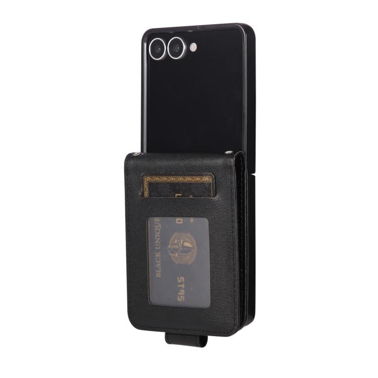Funda de cuero multifuncional con 3 ranuras para tarjetas para Samsung Galaxy Z Flip7 5G (negro)