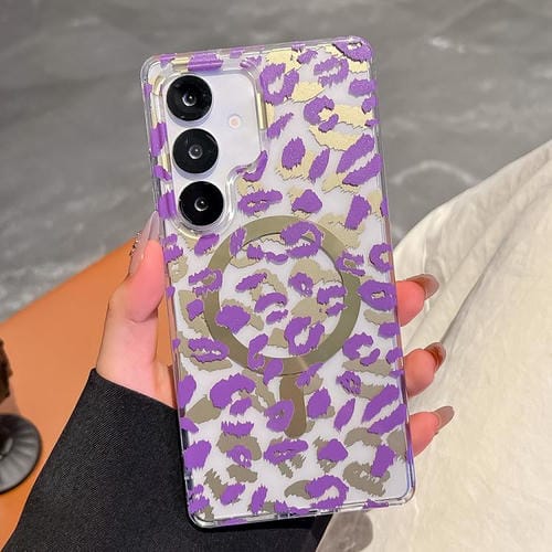 Funda para Samsung Galaxy S24 FE 5G Leopard con laminado IMD de doble cara MagSafe (morado)