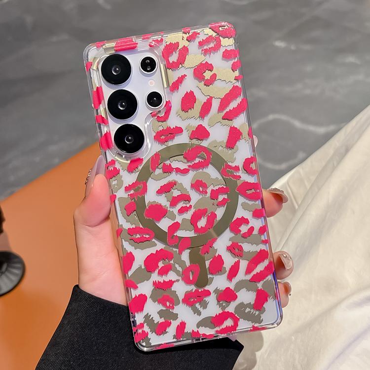 Funda para Samsung Galaxy S25 Ultra 5G Leopard MagSafe con laminado de doble cara IMD (rosa)