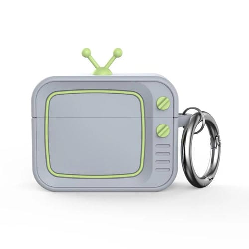 Funda protectora de silicona para auriculares AirPods Pro 2 Retro TV Bluetooth (gris claro)