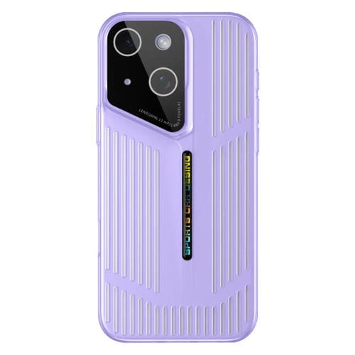 Funda para iPhone 15, translúcida, esmerilada y hueca, con disipación de calor (morada)