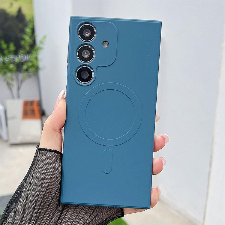 Funda magnética MagSafe de silicona líquida de color sólido para Samsung Galaxy A26 5G (azul rey)