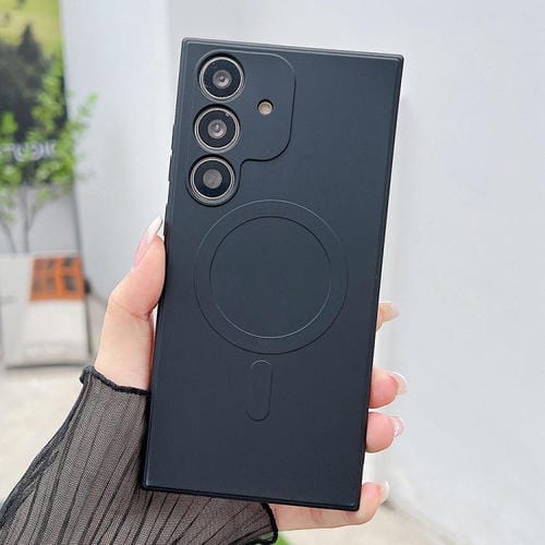 Funda magnética de silicona líquida de color sólido MagSafe para Samsung Galaxy A55 5G (negra)