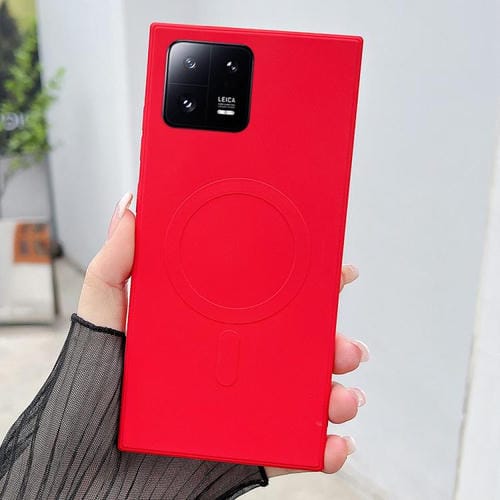 Funda magnética MagSafe de silicona líquida de color sólido para Xiaomi 13 (roja)