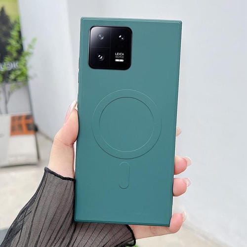 Funda magnética MagSafe de silicona líquida de color sólido para Xiaomi 13 (verde oscuro)