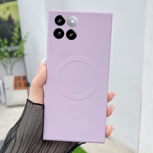 Funda magnética MagSafe de silicona líquida de color sólido para Xiaomi 14 (morado hierba)