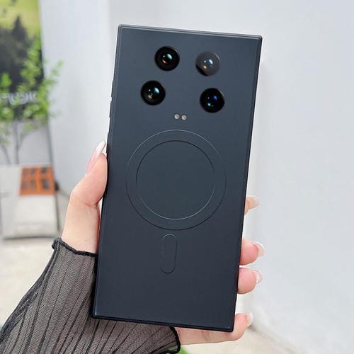 Funda magnética de silicona líquida de color ultra sólido MagSafe para Xiaomi 14 (negra)