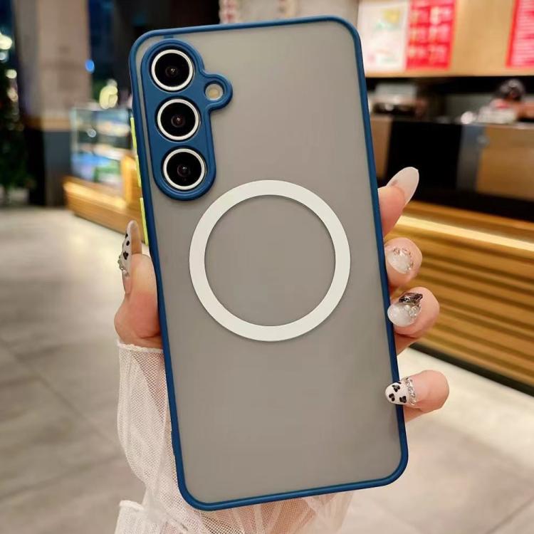 Funda MagSafe con diseño de ojo de halcón para Samsung Galaxy A05s (azul rey)
