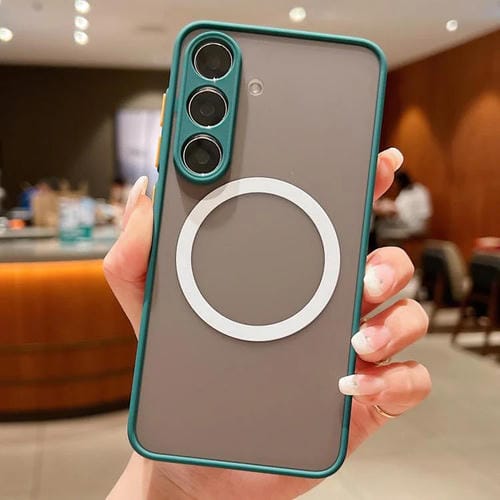 Funda MagSafe con diseño de ojo de halcón para Samsung Galaxy A36 5G (verde oscuro)