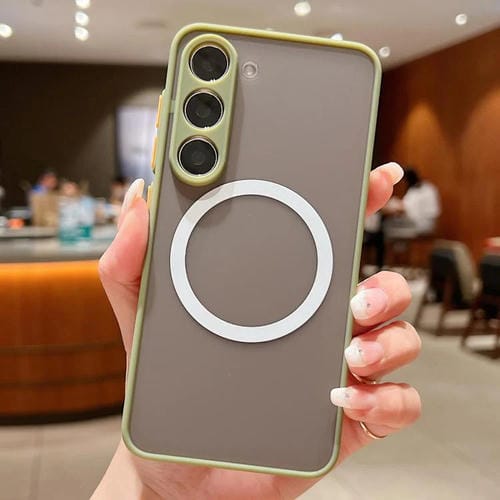 Funda MagSafe con diseño de ojo de águila y textura para Samsung Galaxy S22 5G (verde militar)