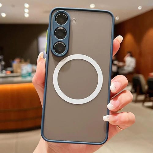 Funda MagSafe con diseño de ojo de águila y textura para Samsung Galaxy S23+ 5G (azul rey)