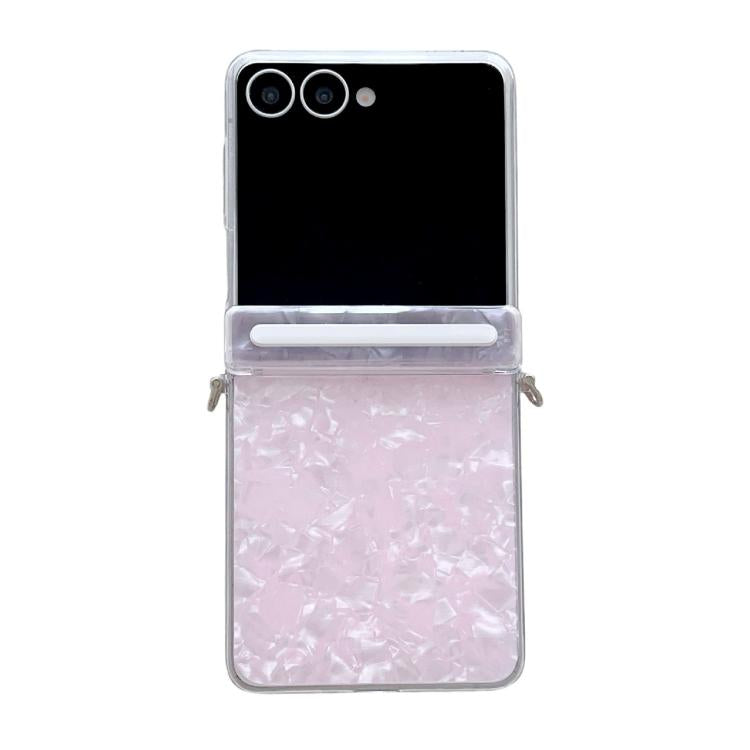 Funda para Samsung Galaxy Flip7 5G con textura perlada y hebilla lateral (rosa)