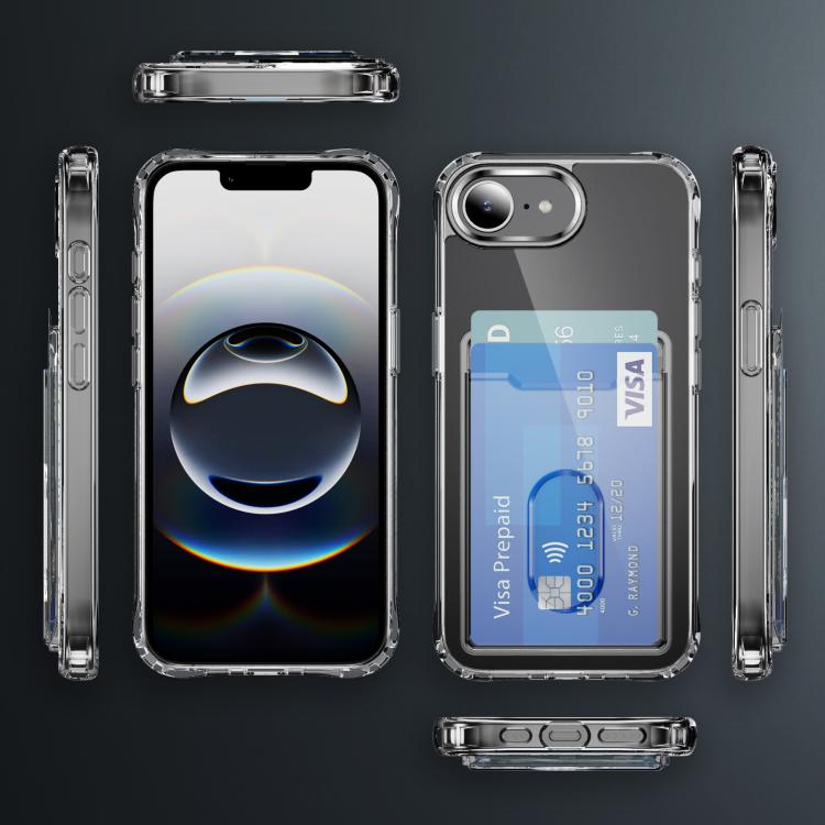 Funda híbrida de TPU y PC con ranura para tarjetas para iPhone 16e (transparente)