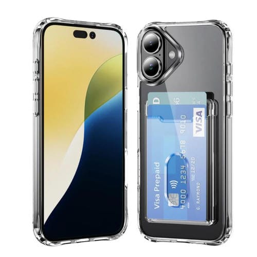 Funda híbrida de TPU con ranura para tarjetas para iPhone 17 (transparente)