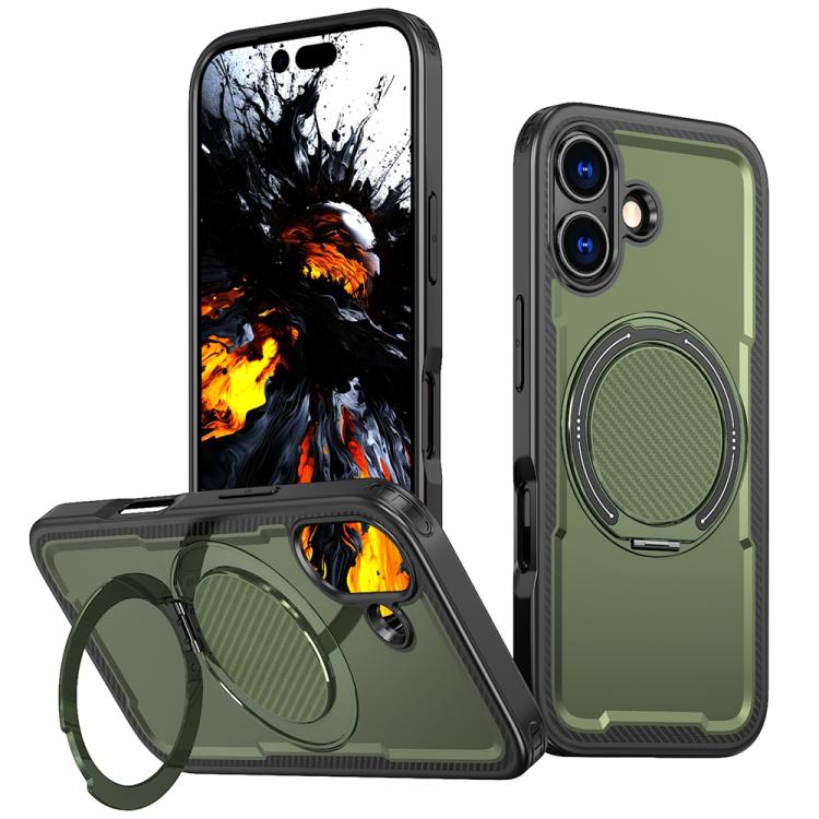 Funda metálica MagSafe con rotación de 360 grados para iPhone 17 (verde oliva)