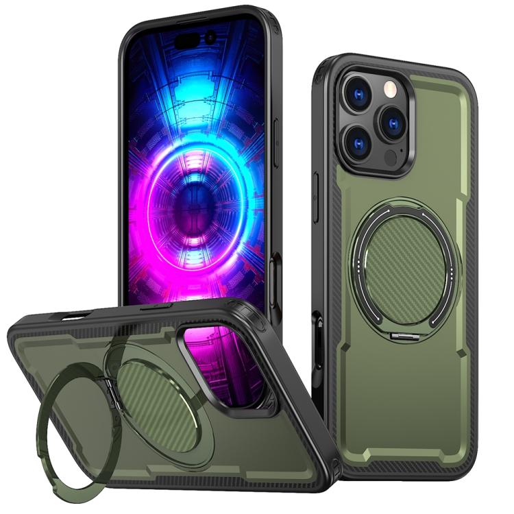 Funda metálica MagSafe con rotación de 360 grados para iPhone 16 Pro Max (verde oliva)