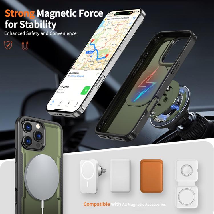 Funda metálica MagSafe con rotación de 360 grados para iPhone 16 Pro Max (verde oliva)