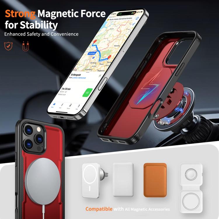 Funda metálica MagSafe con rotación de 360 grados para iPhone 16 Pro (roja)