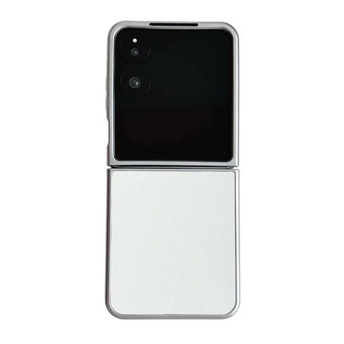 Funda de cuero Morandi con marco plateado para Xiaomi Mix Flip 2 (blanca)