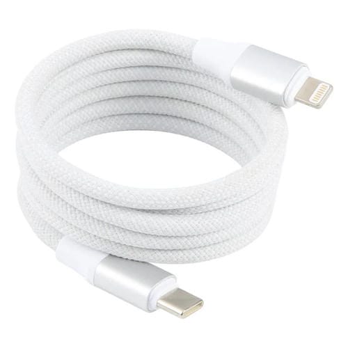 Cable de datos magnético ZGA CB12 de 27 W, tipo C a aleación de aluminio de 8 pines, longitud: 1 m (blanco)