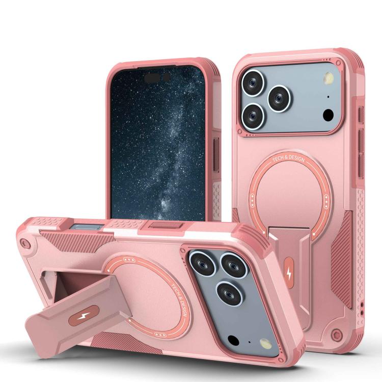 Funda híbrida de TPU y PC con soporte Magsafe para iPhone 17 Pro Max (rosa)