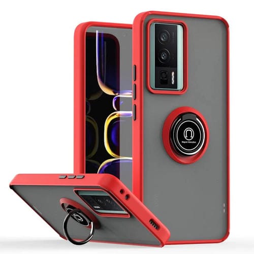 Funda de TPU + PC con anillo para Redmi K60 / K60 Pro / Poco F5 Pro Q Shadow 1 Series (Rojo)